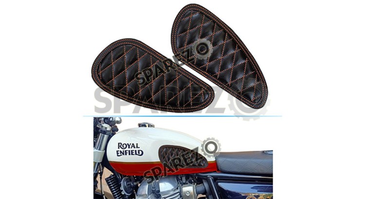 Customized Royal Enfield Interceptor 650cc Leather Knee Pad Pair Union Jack D2 - SPAREZO